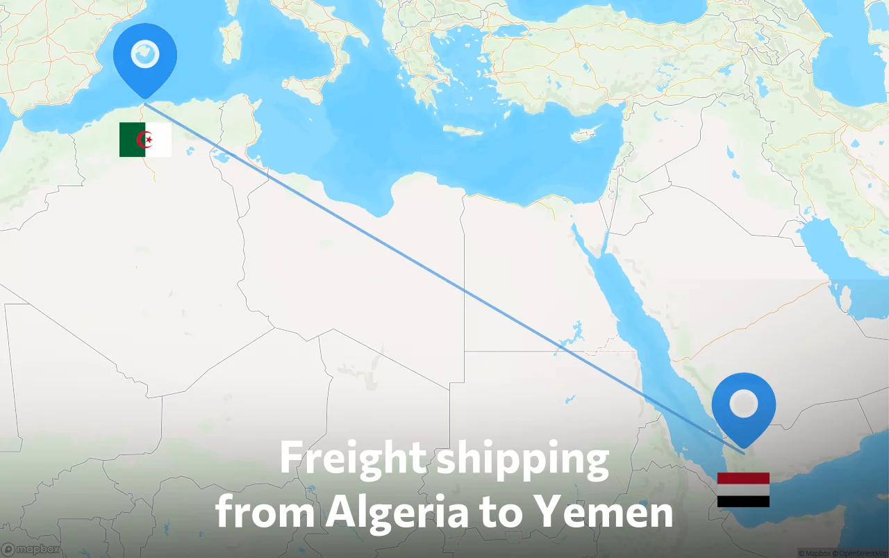 Shipping route from Algeria to Yemen
