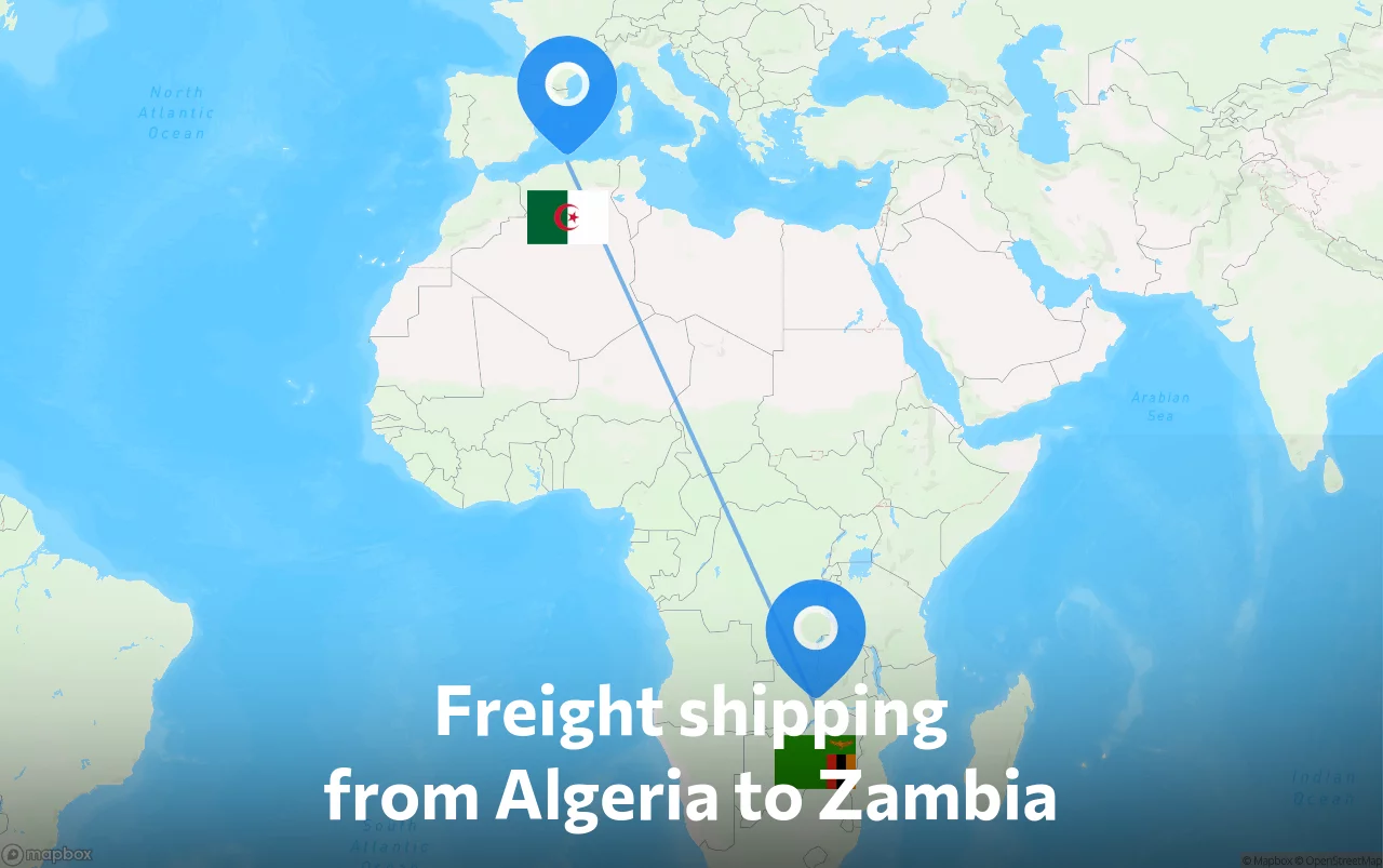 Shipping route from Algeria to Zambia