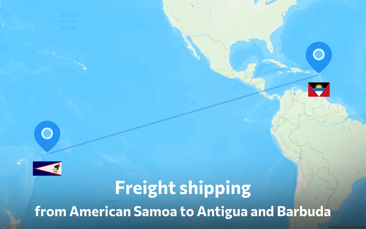 Shipping route from American Samoa to Antigua and Barbuda