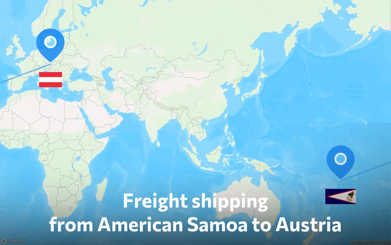 Shipping route from American Samoa to Austria