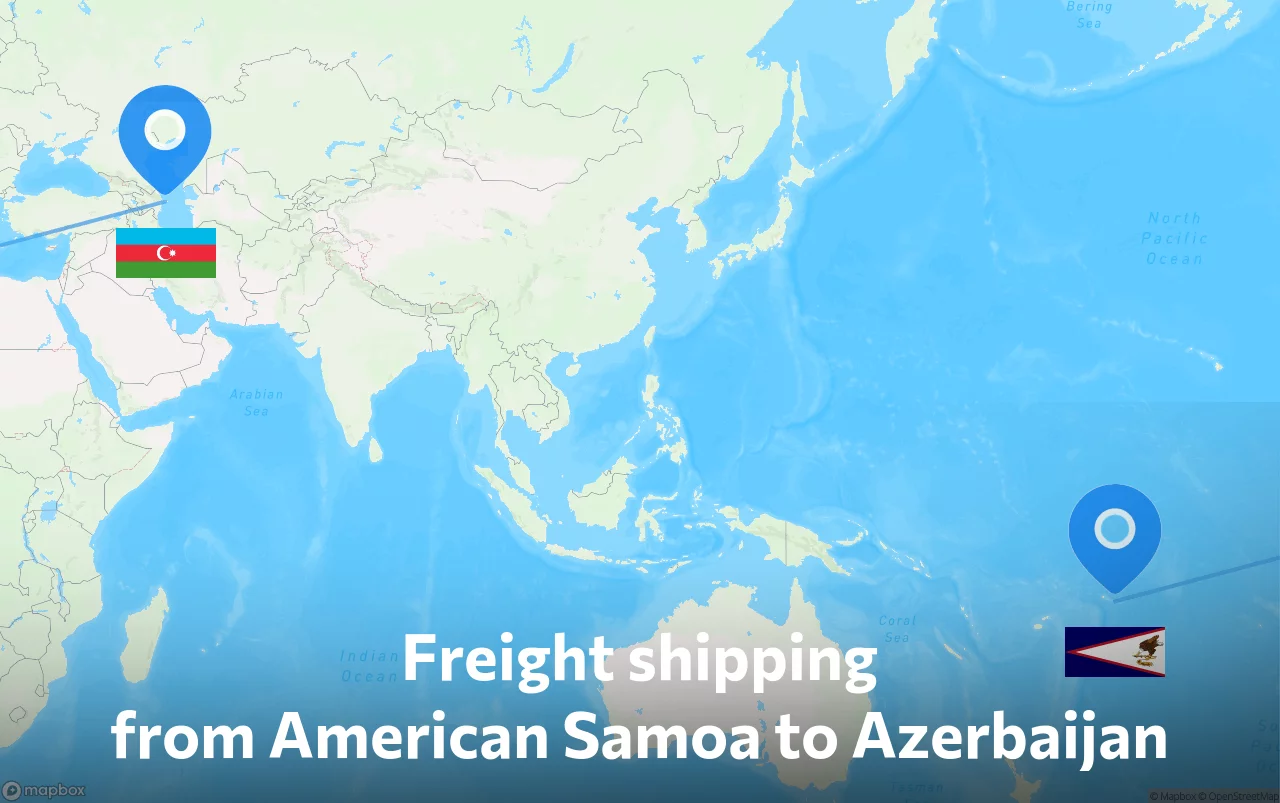 Shipping route from American Samoa to Azerbaijan