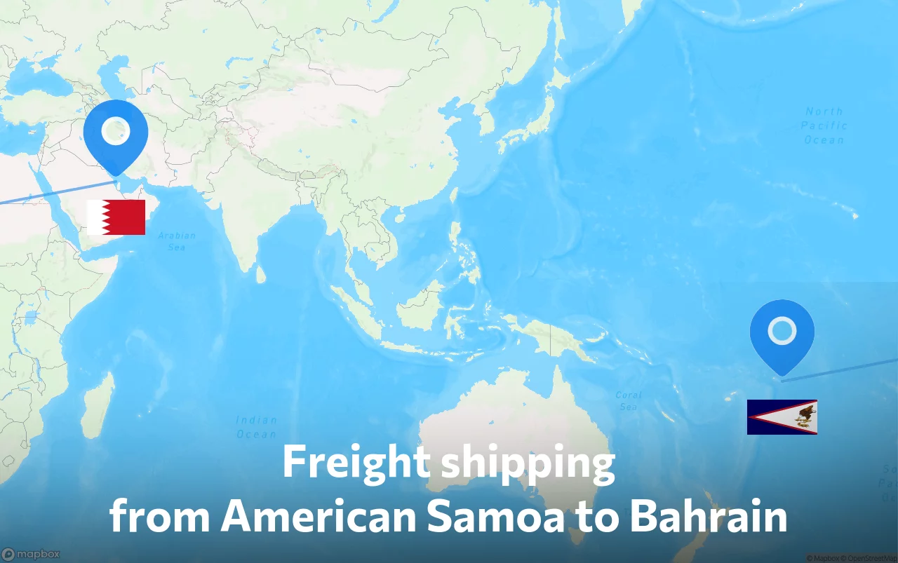 Shipping route from American Samoa to Bahrain
