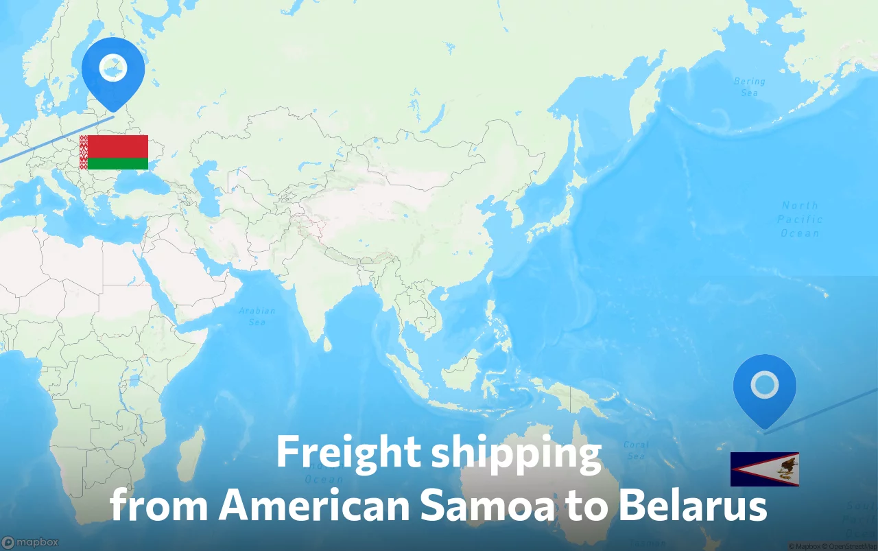 Shipping route from American Samoa to Belarus
