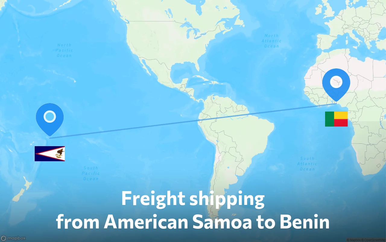 Shipping route from American Samoa to Benin
