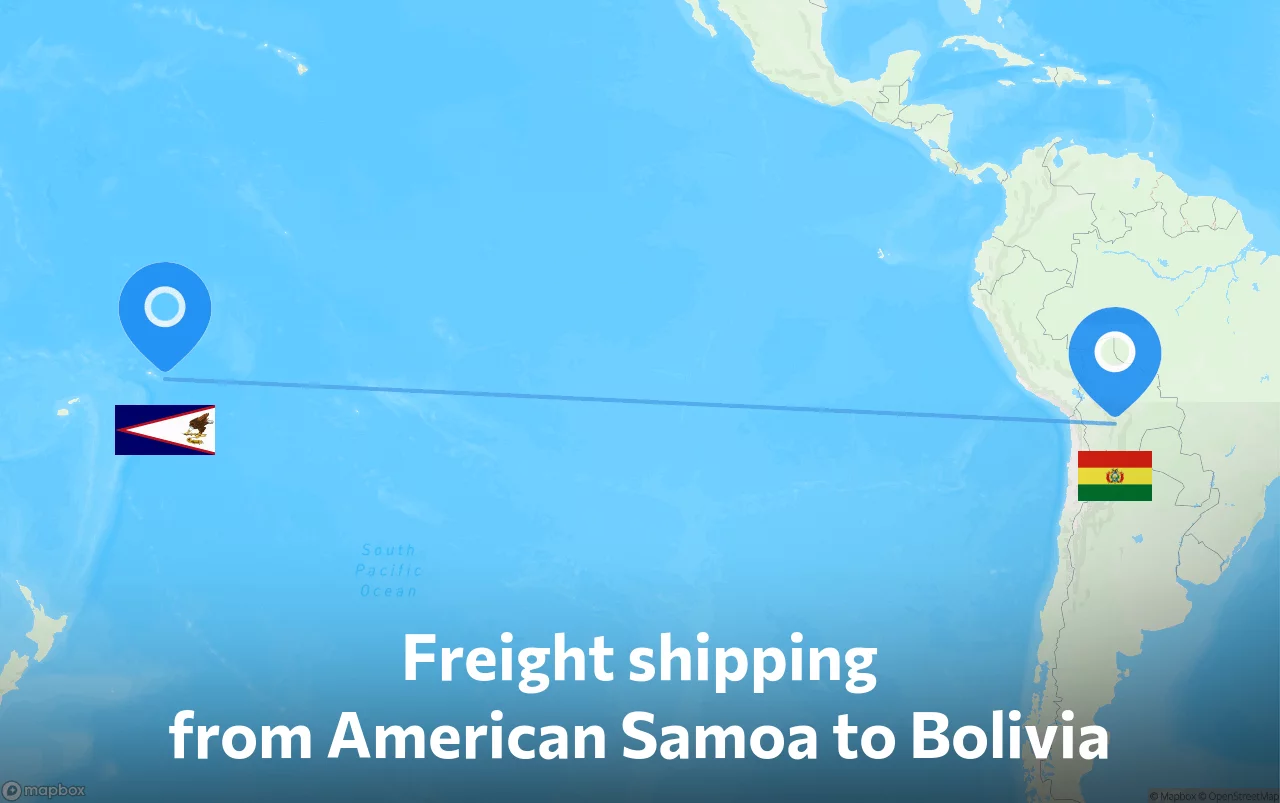 Shipping route from American Samoa to Bolivia