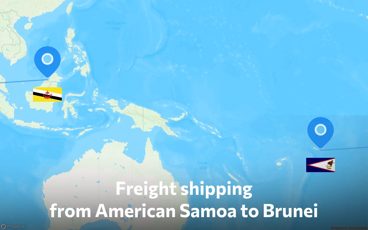 Shipping route from American Samoa to Brunei