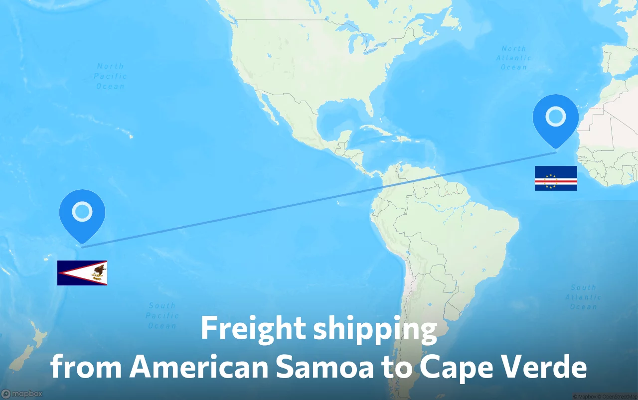 Shipping route from American Samoa to Cape Verde