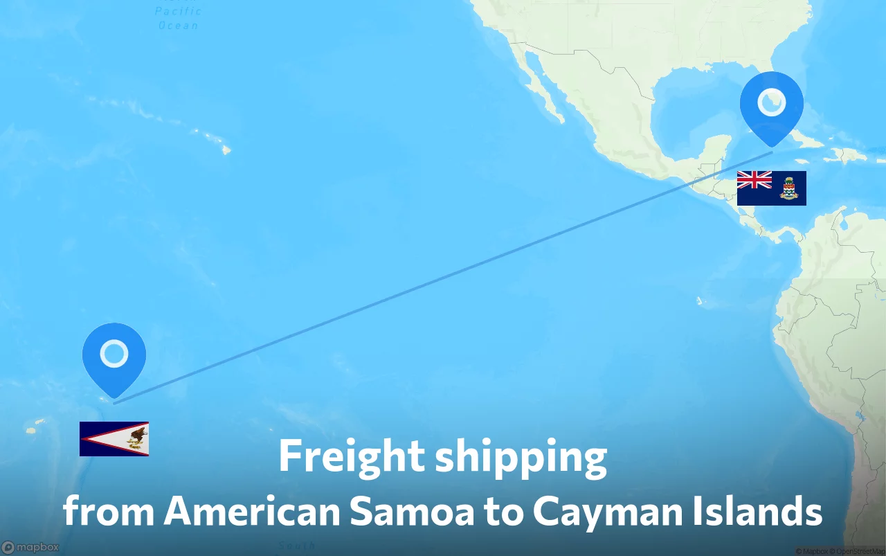 Shipping route from American Samoa to Cayman Islands