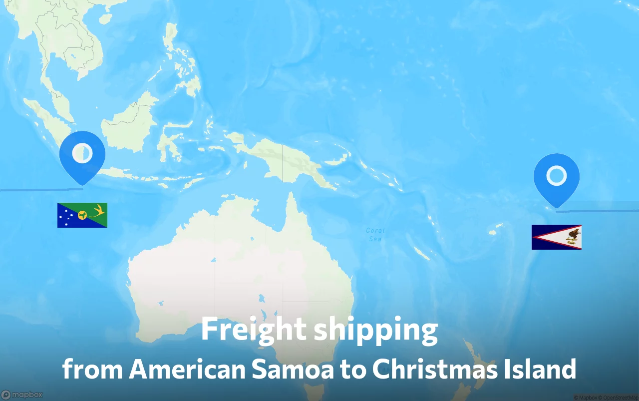 Shipping route from American Samoa to Christmas Island