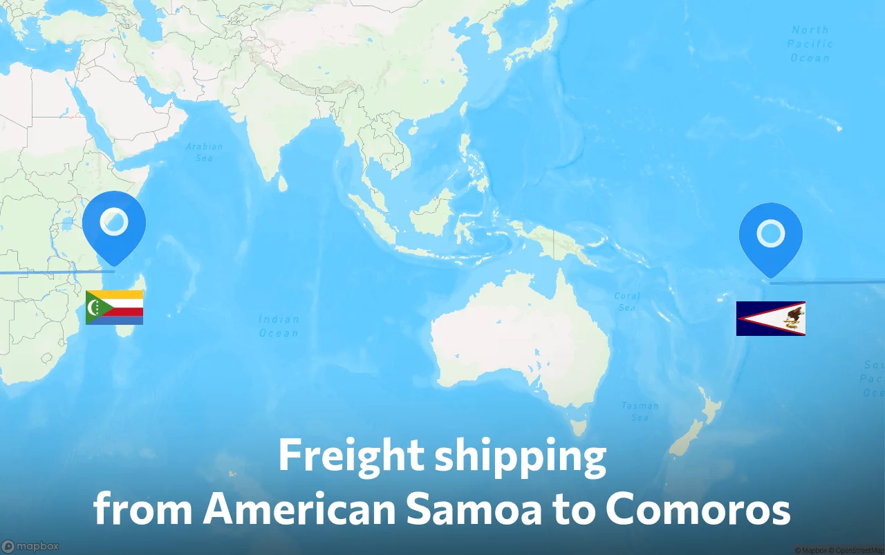 Shipping route from American Samoa to Comoros