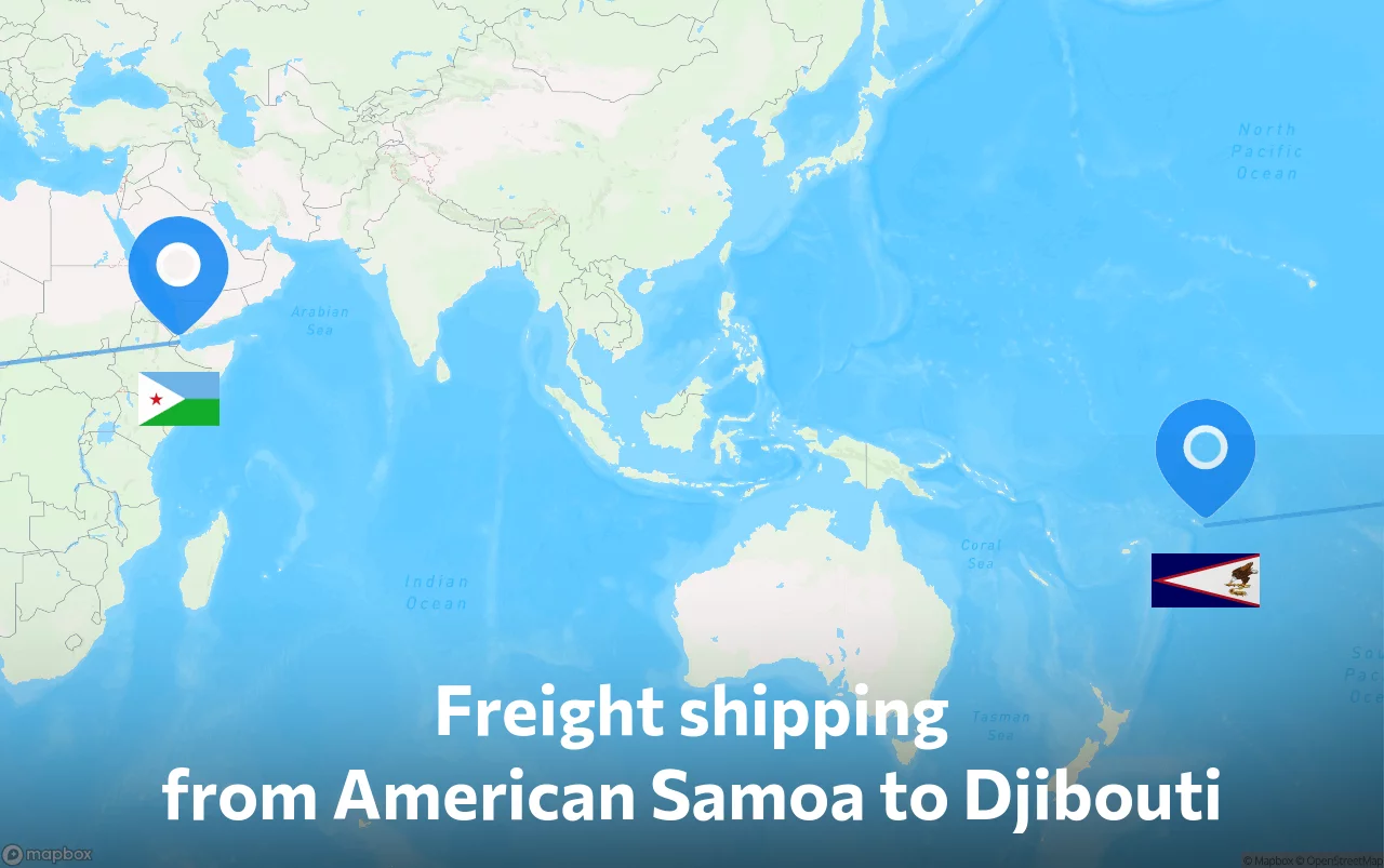 Shipping route from American Samoa to Djibouti