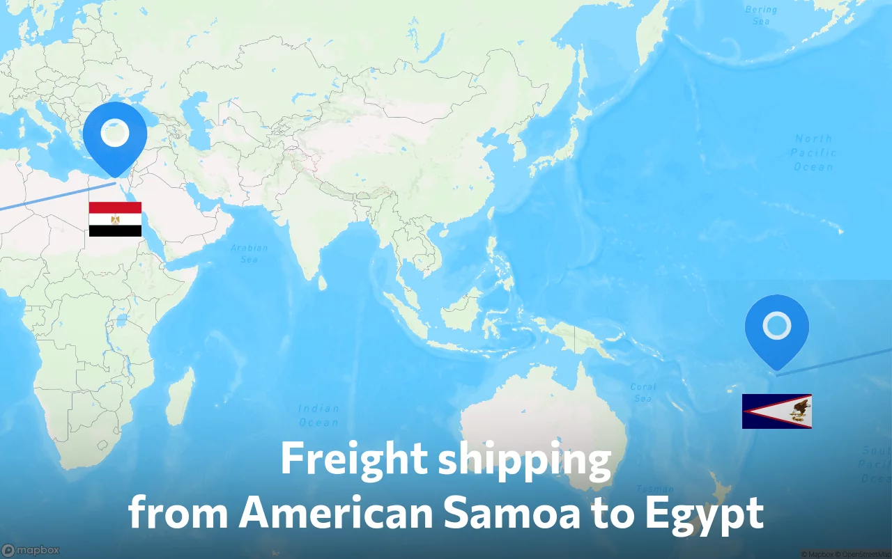 Shipping route from American Samoa to Egypt