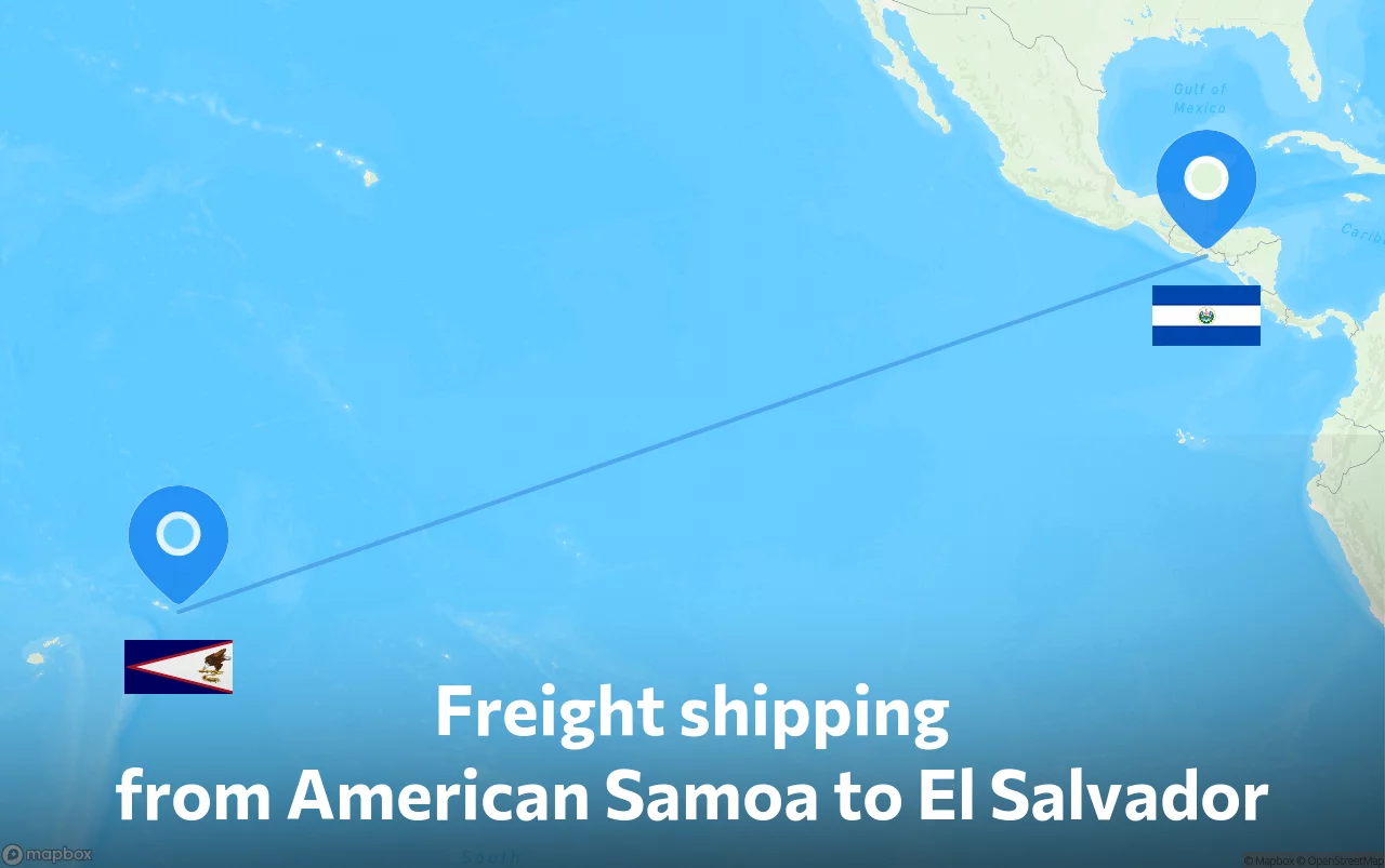 Shipping route from American Samoa to El Salvador