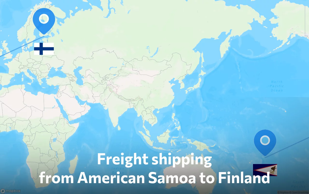 Shipping route from American Samoa to Finland