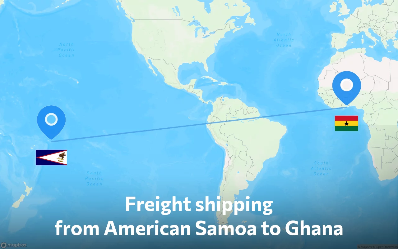 Shipping route from American Samoa to Ghana