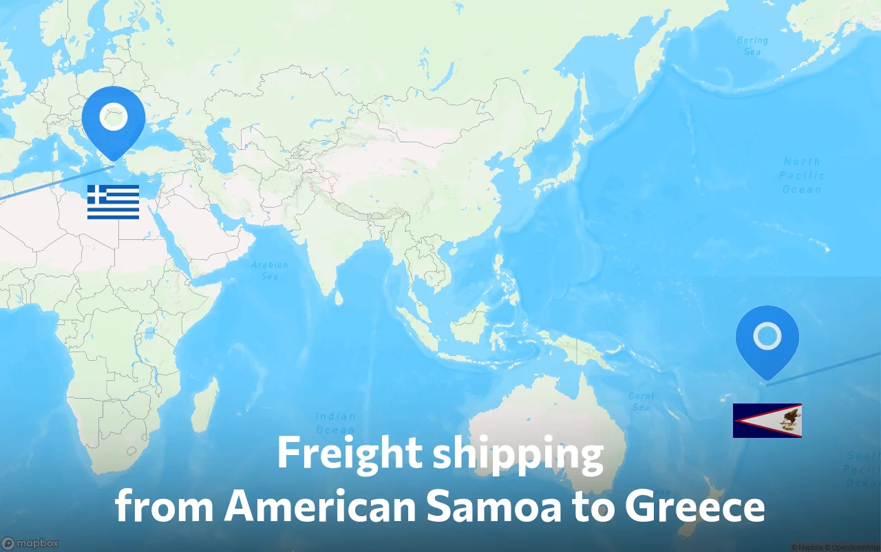 Shipping route from American Samoa to Greece