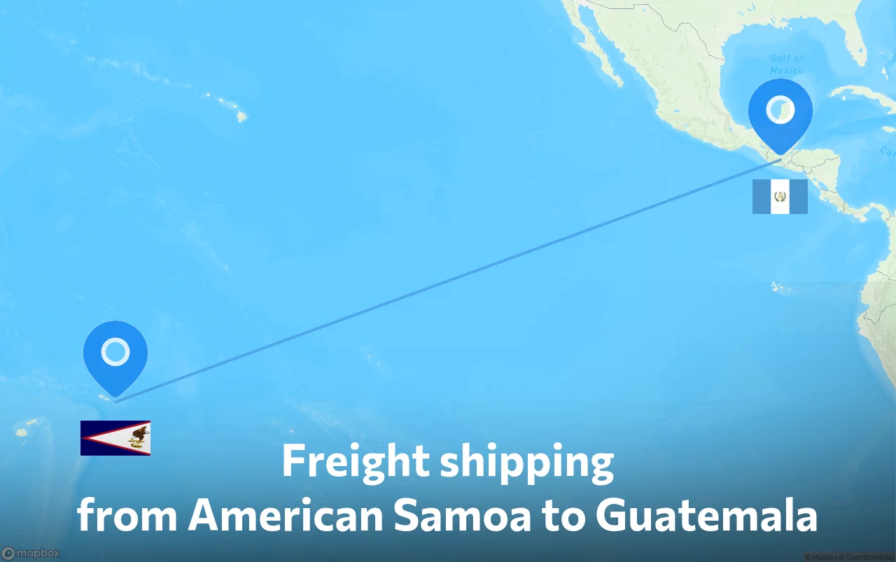 Shipping route from American Samoa to Guatemala