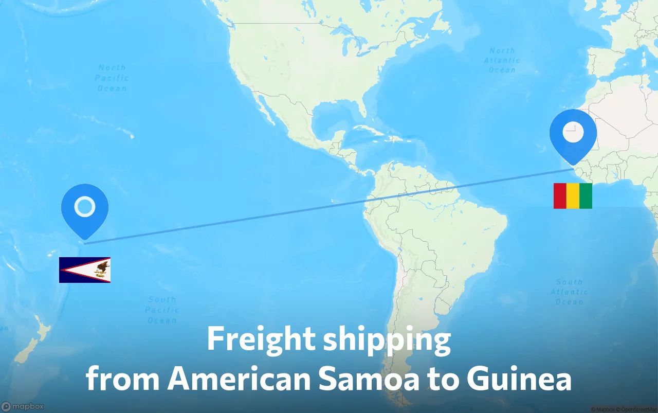 Shipping route from American Samoa to Guinea