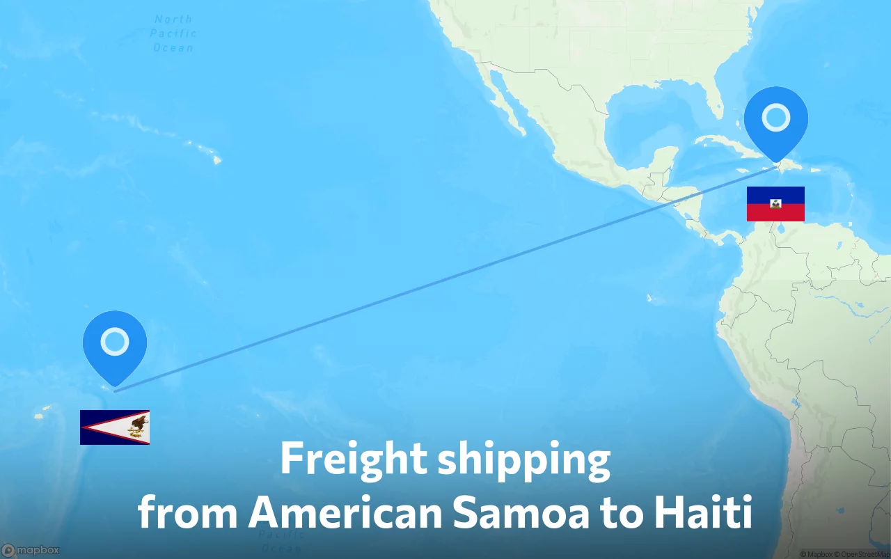 Shipping route from American Samoa to Haiti