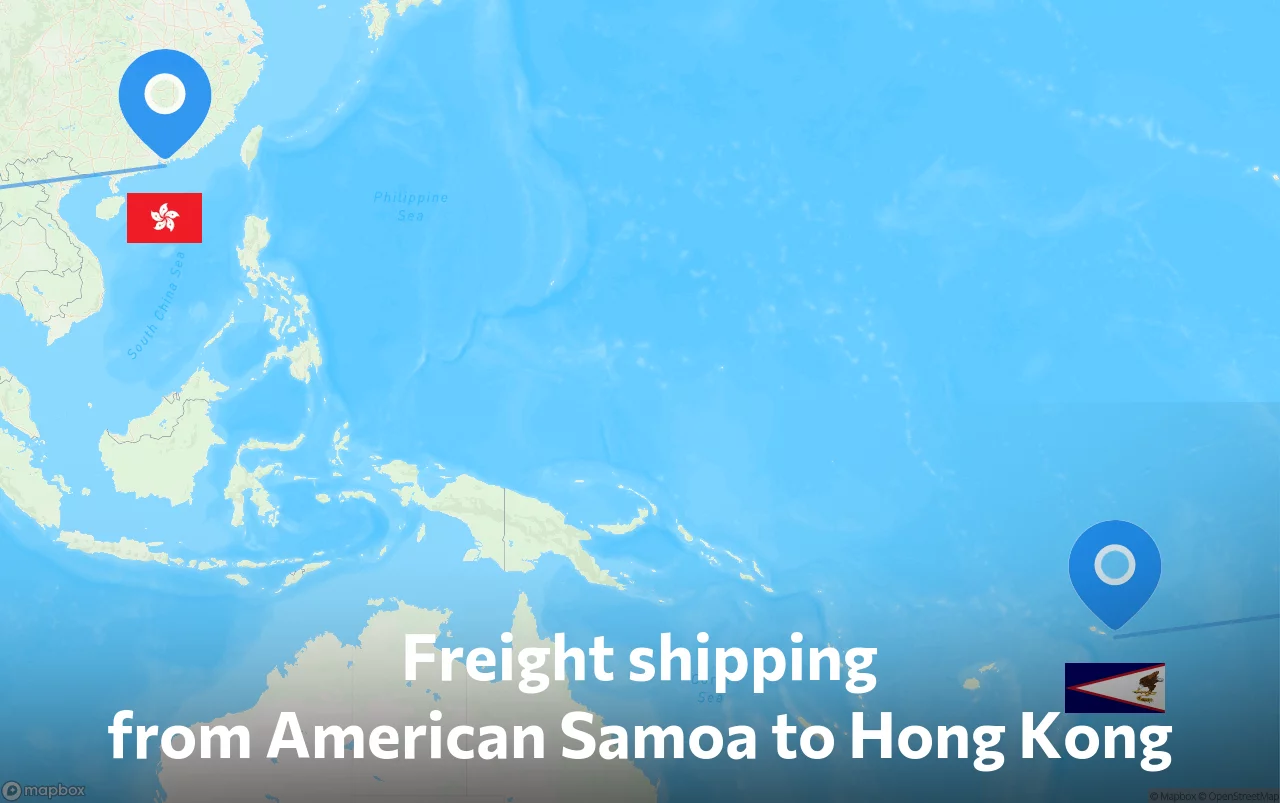 Shipping route from American Samoa to Hong Kong