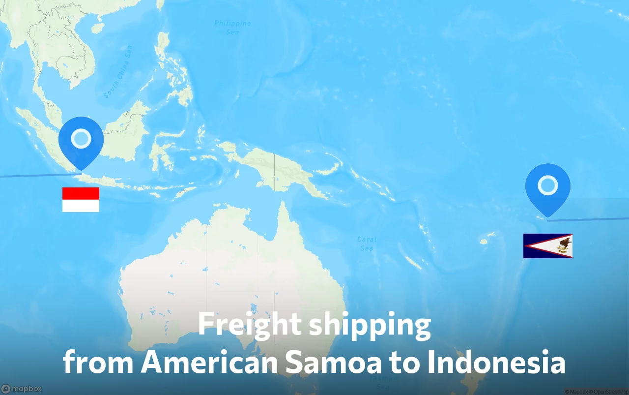 Shipping route from American Samoa to Indonesia