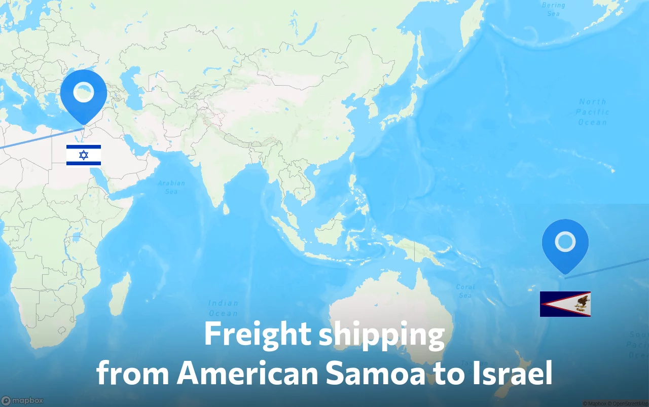 Shipping route from American Samoa to Israel