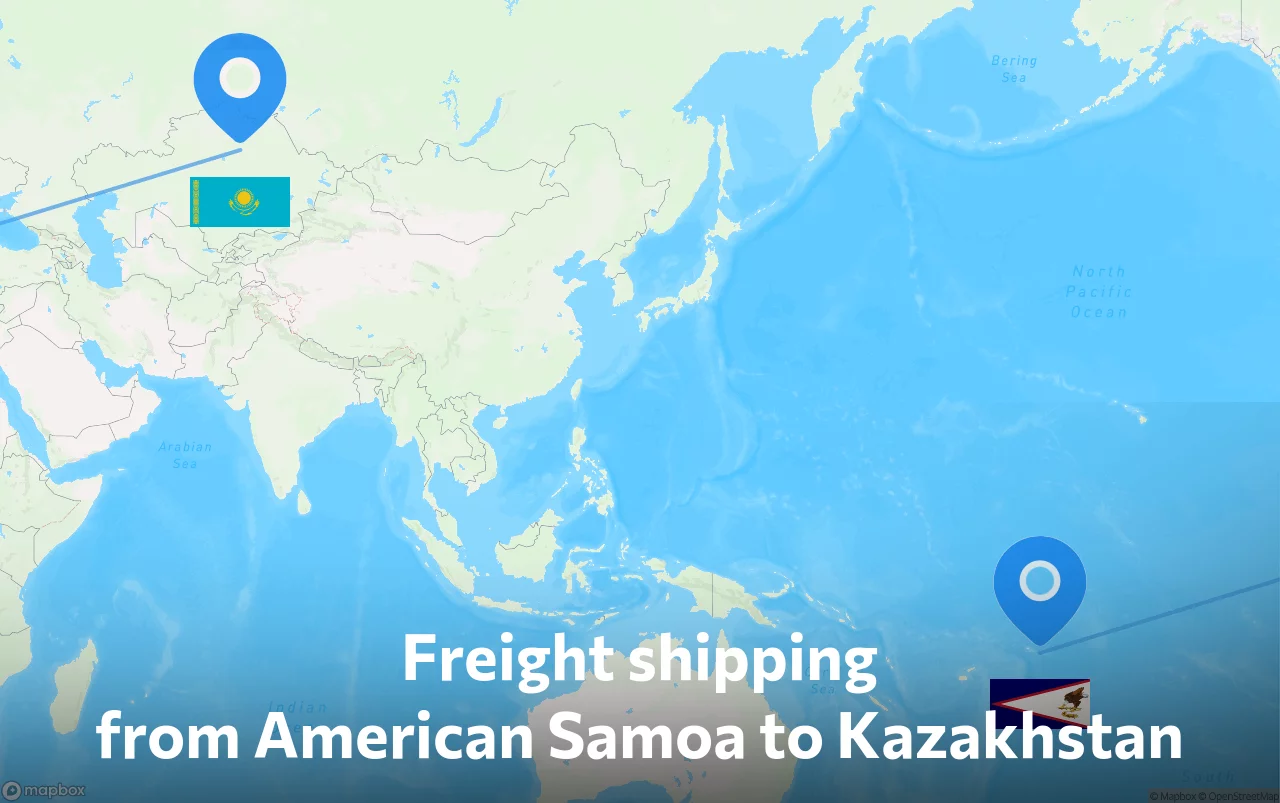 Shipping route from American Samoa to Kazakhstan