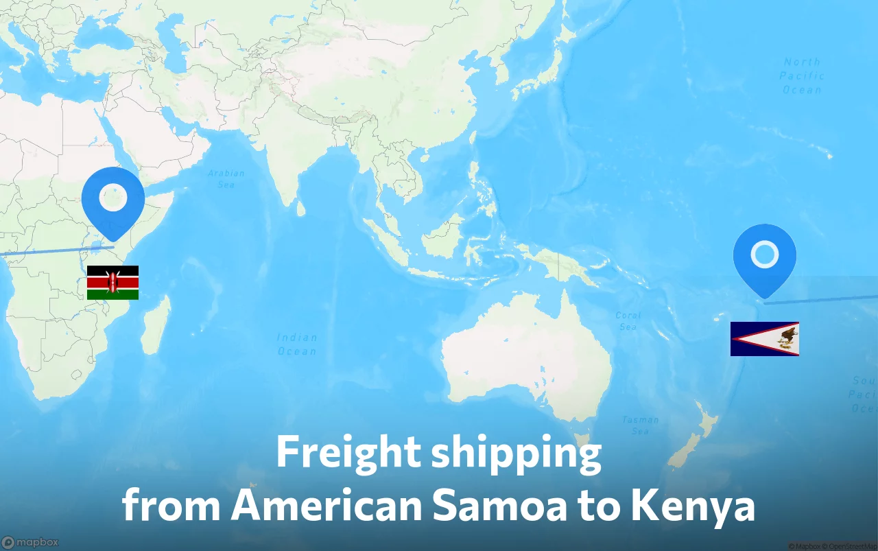 Shipping route from American Samoa to Kenya