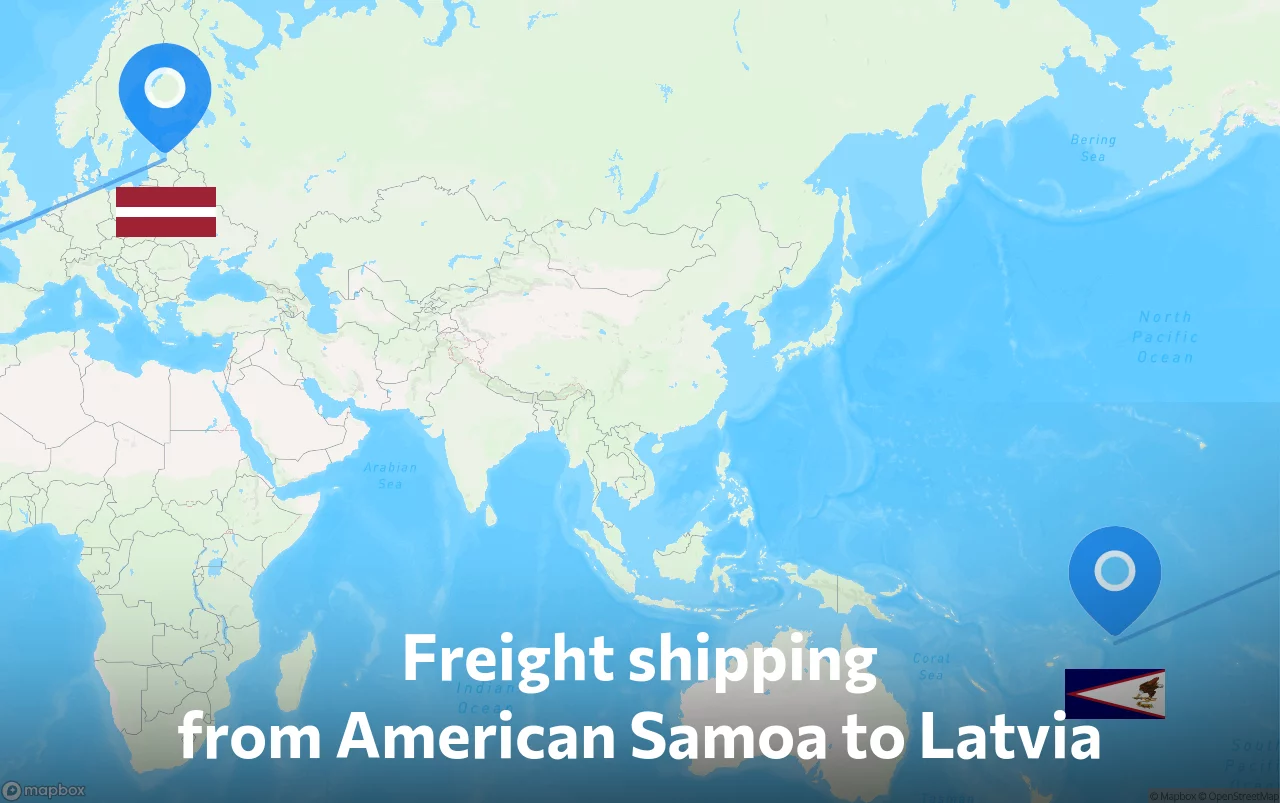 Shipping route from American Samoa to Latvia