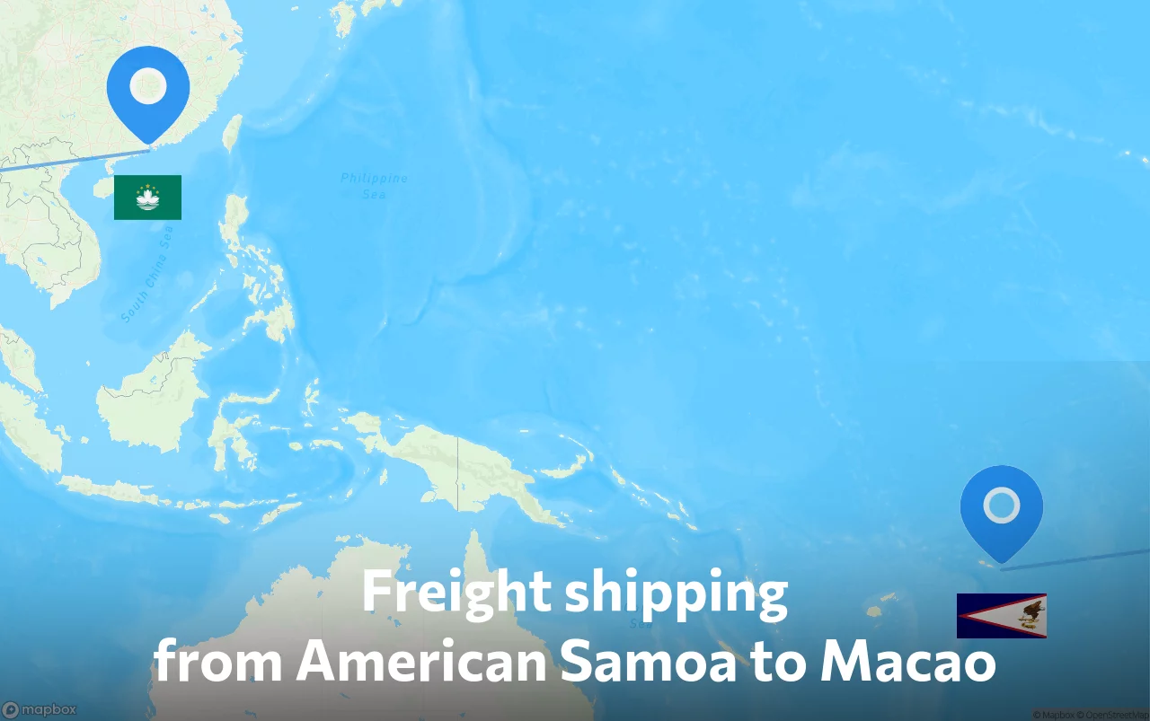 Shipping route from American Samoa to Macao