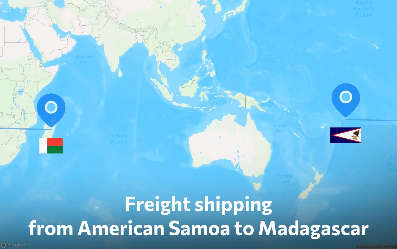 Shipping route from American Samoa to Madagascar