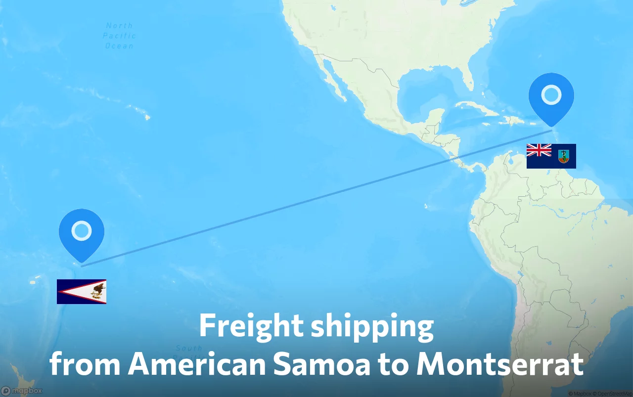 Shipping route from American Samoa to Montserrat