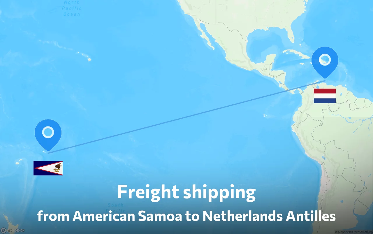 Shipping route from American Samoa to Netherlands Antilles