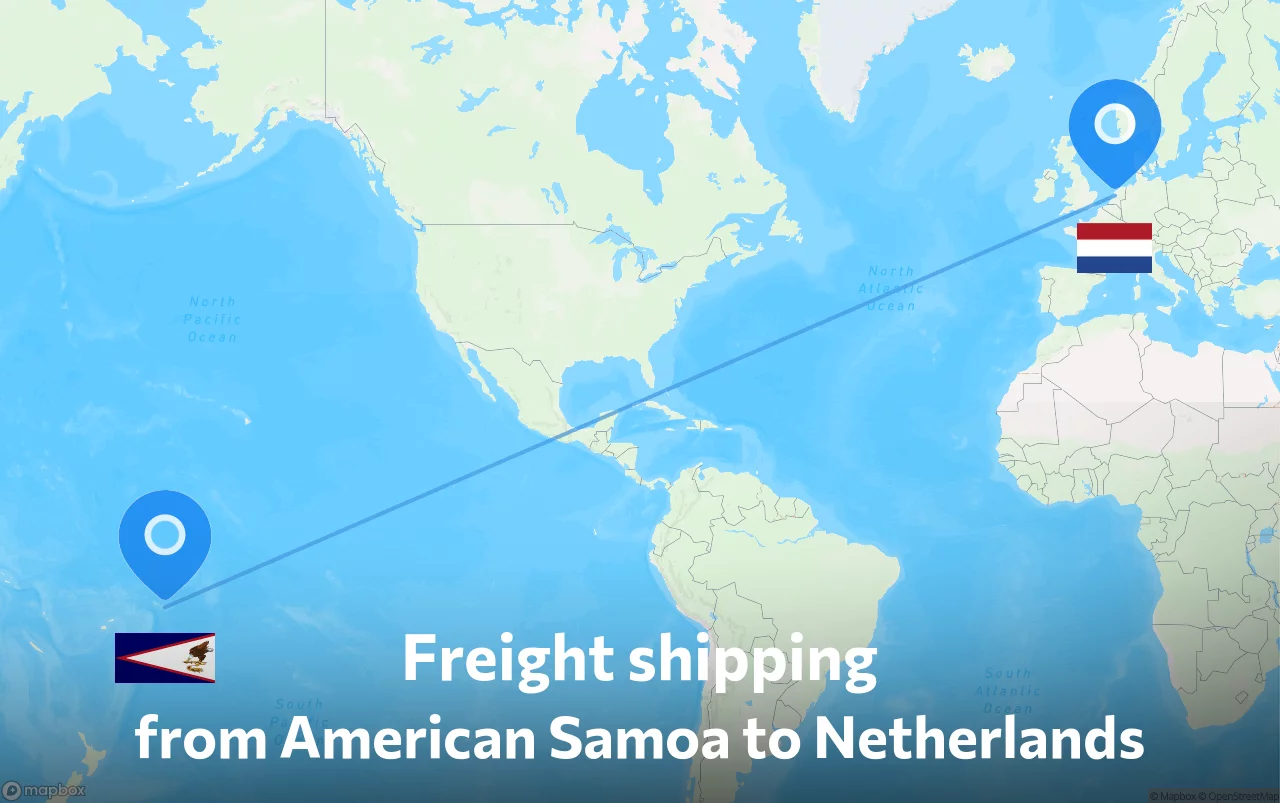 Shipping route from American Samoa to Netherlands