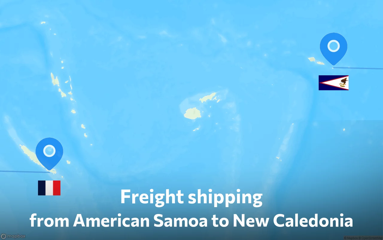 Shipping route from American Samoa to New Caledonia
