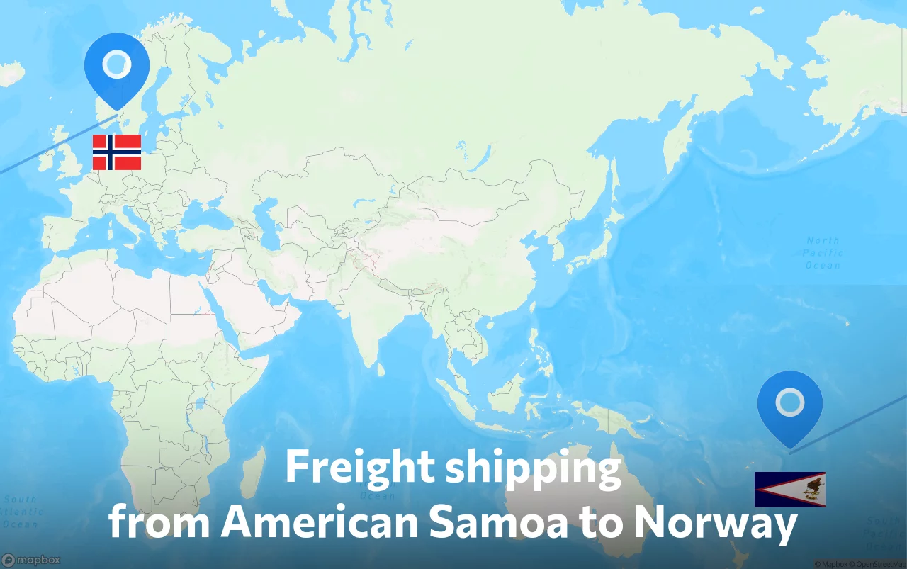 Shipping route from American Samoa to Norway