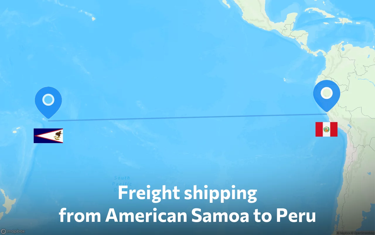 Shipping route from American Samoa to Peru