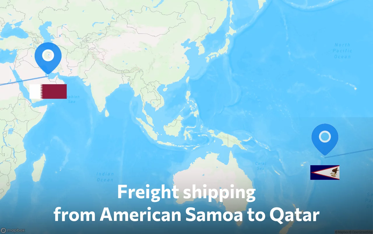 Shipping route from American Samoa to Qatar