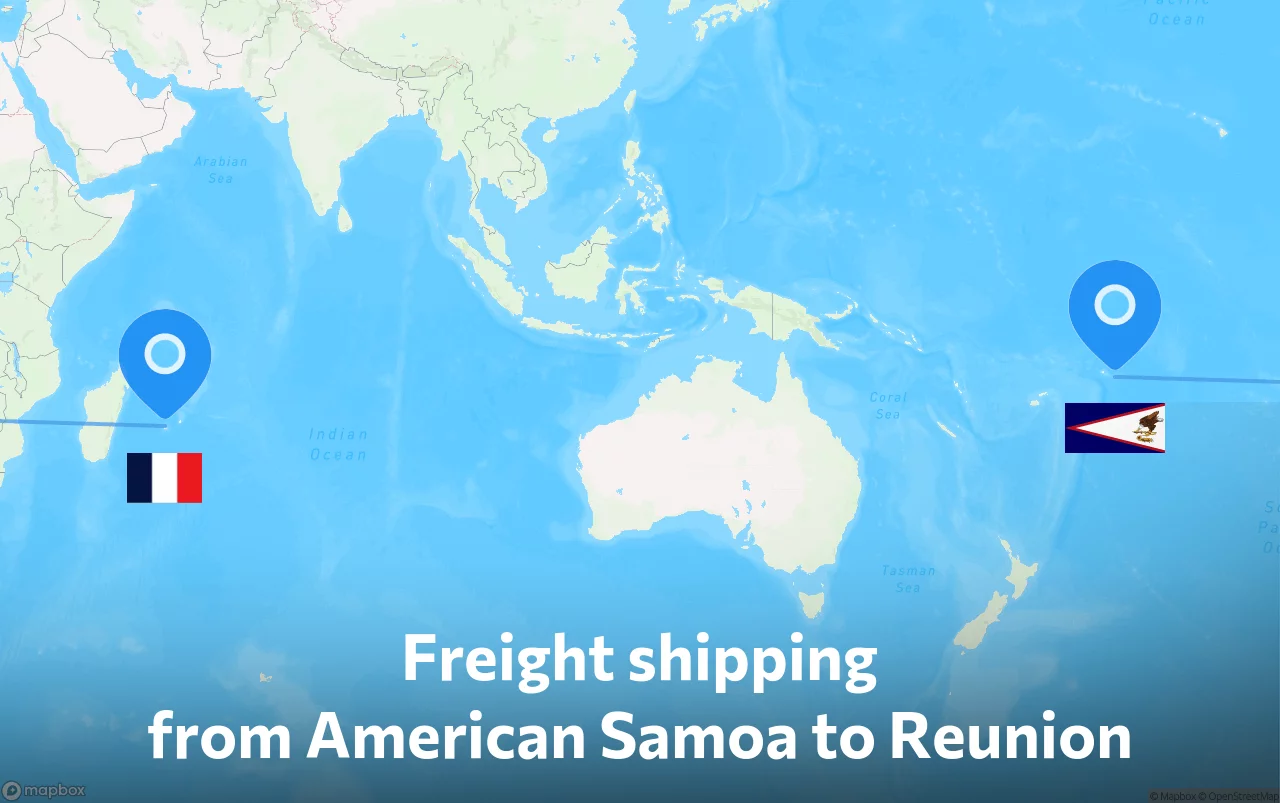 Shipping route from American Samoa to Reunion