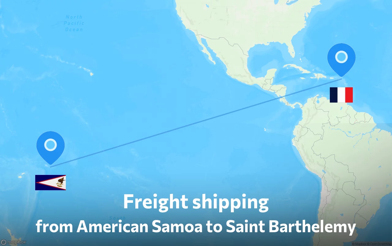 Shipping route from American Samoa to Saint Barthelemy