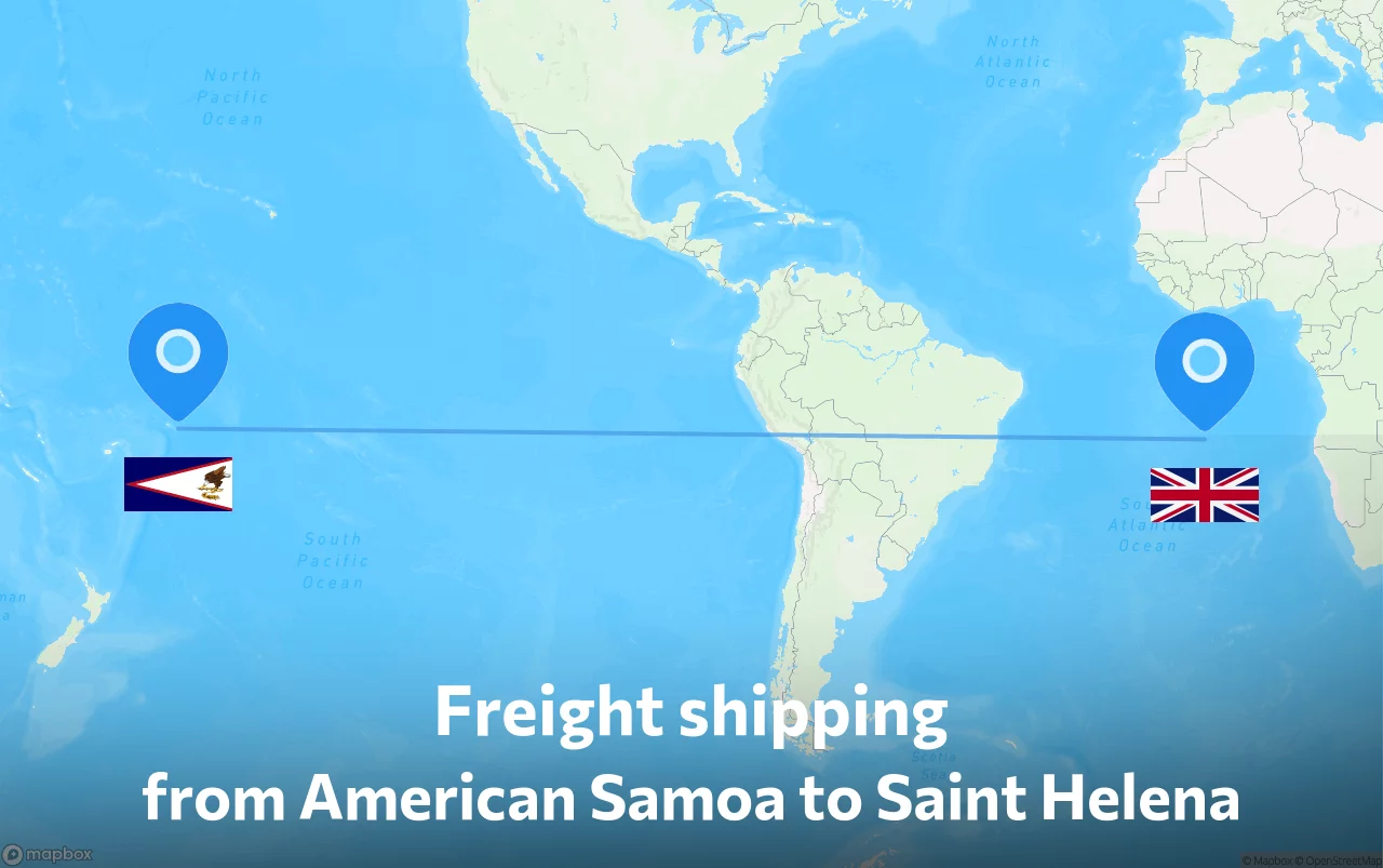 Shipping route from American Samoa to Saint Helena
