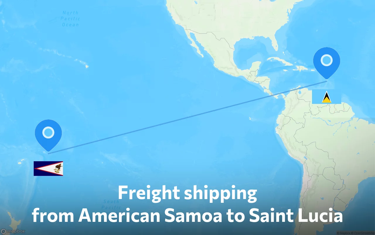 Shipping route from American Samoa to Saint Lucia