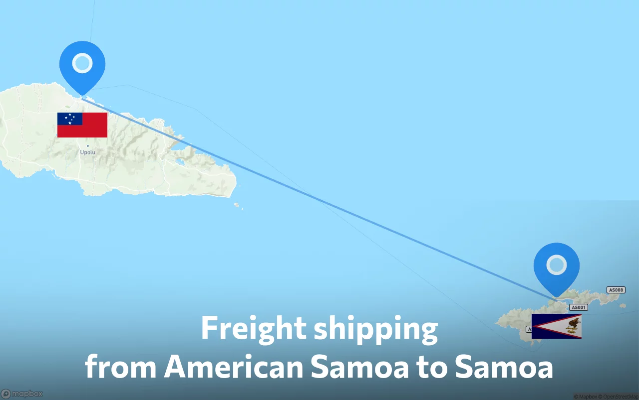 Shipping route from American Samoa to Samoa