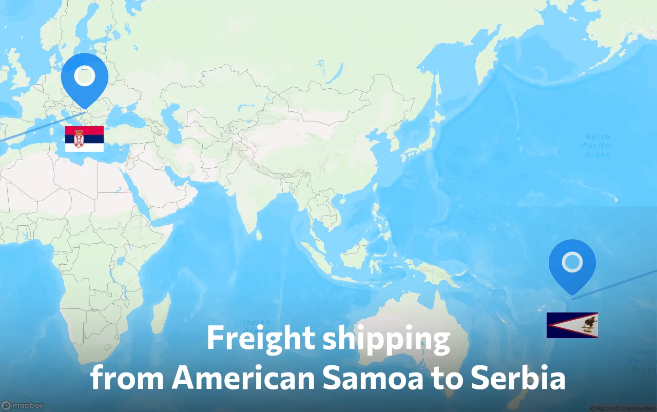 Shipping route from American Samoa to Serbia