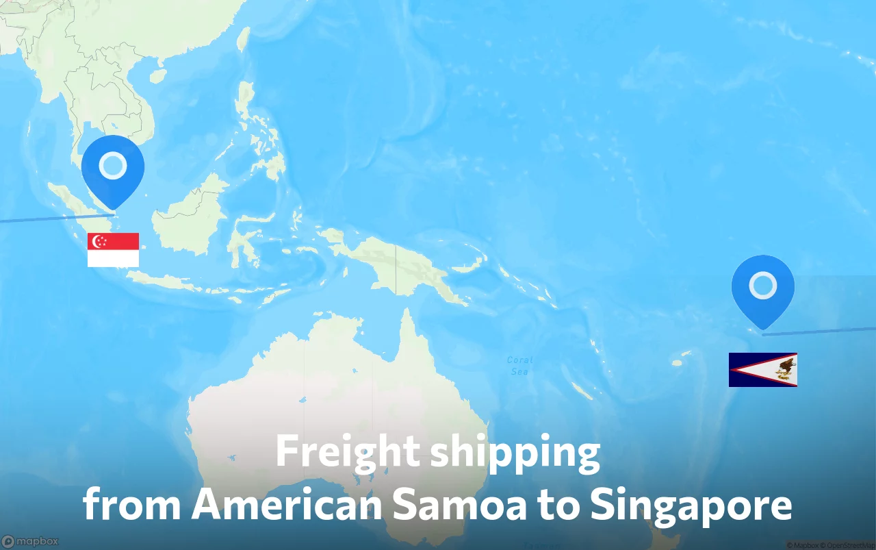 Shipping route from American Samoa to Singapore