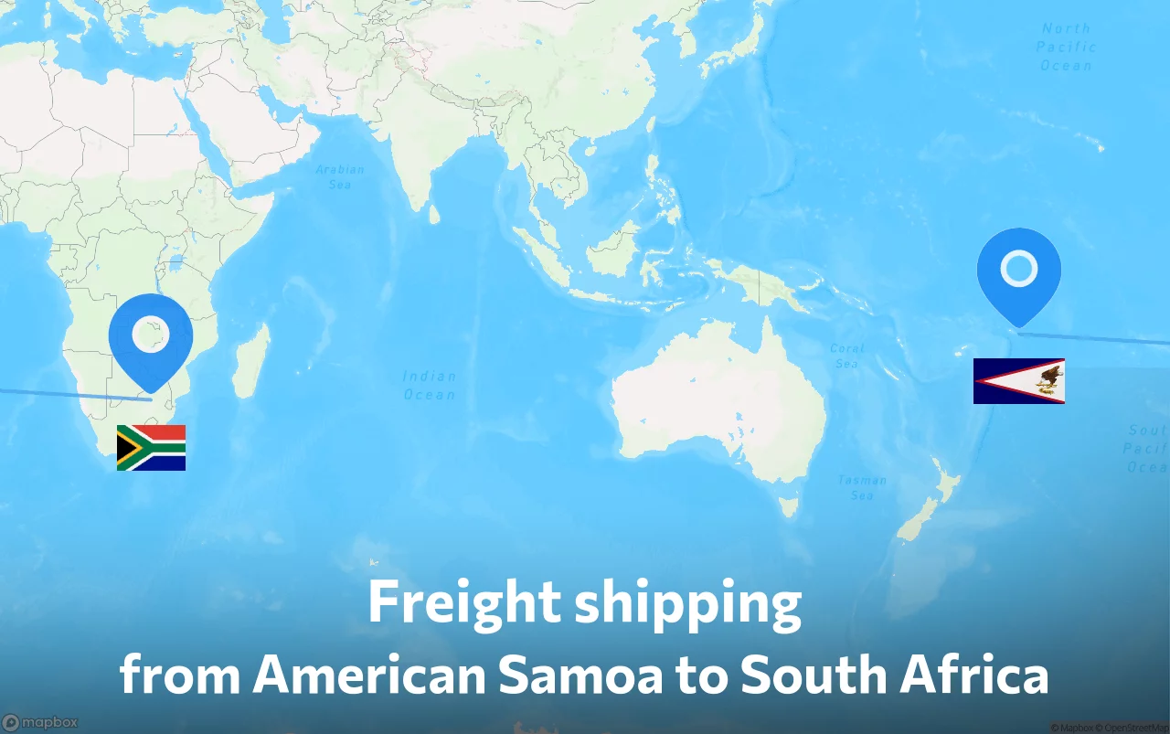 Shipping route from American Samoa to South Africa