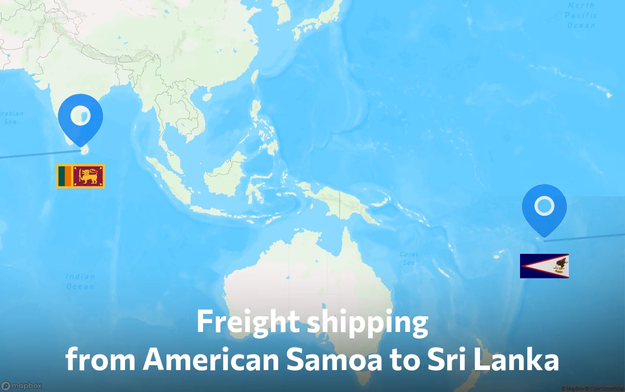 Shipping route from American Samoa to Sri Lanka
