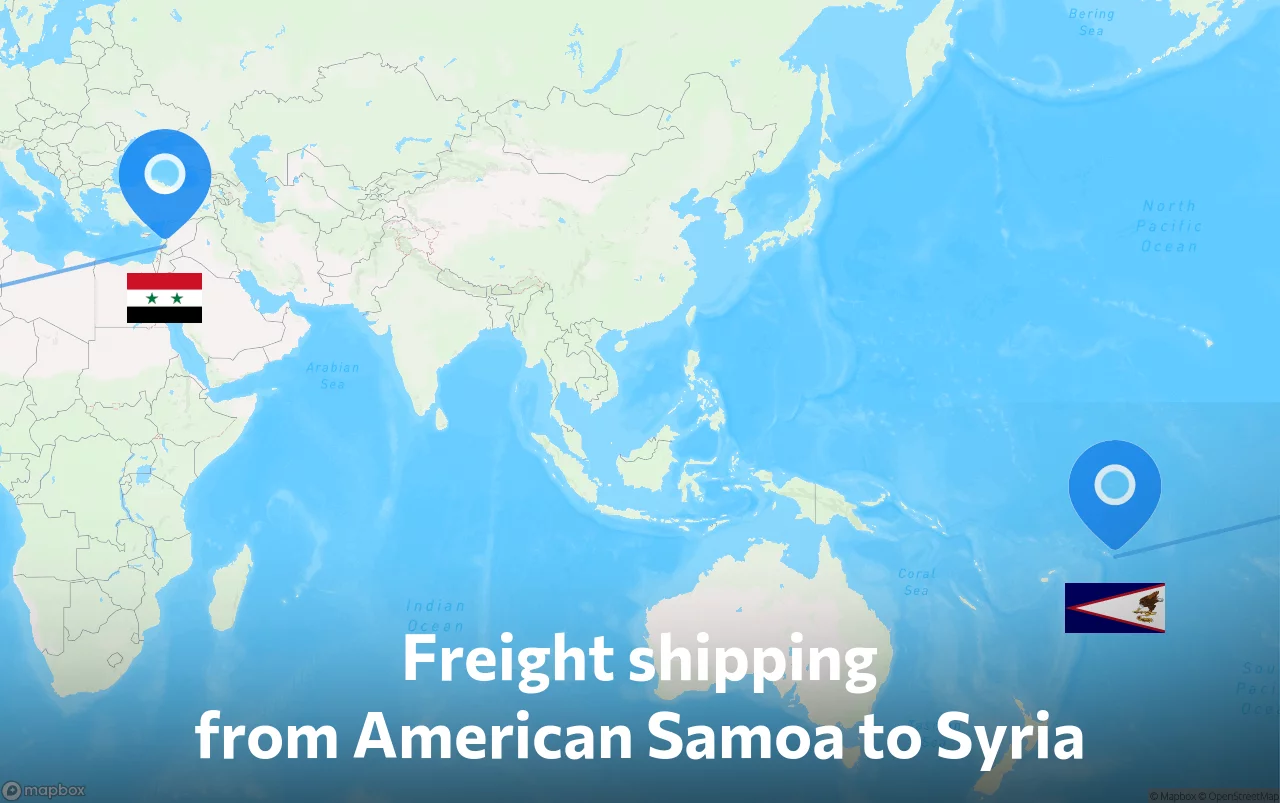 Shipping route from American Samoa to Syria