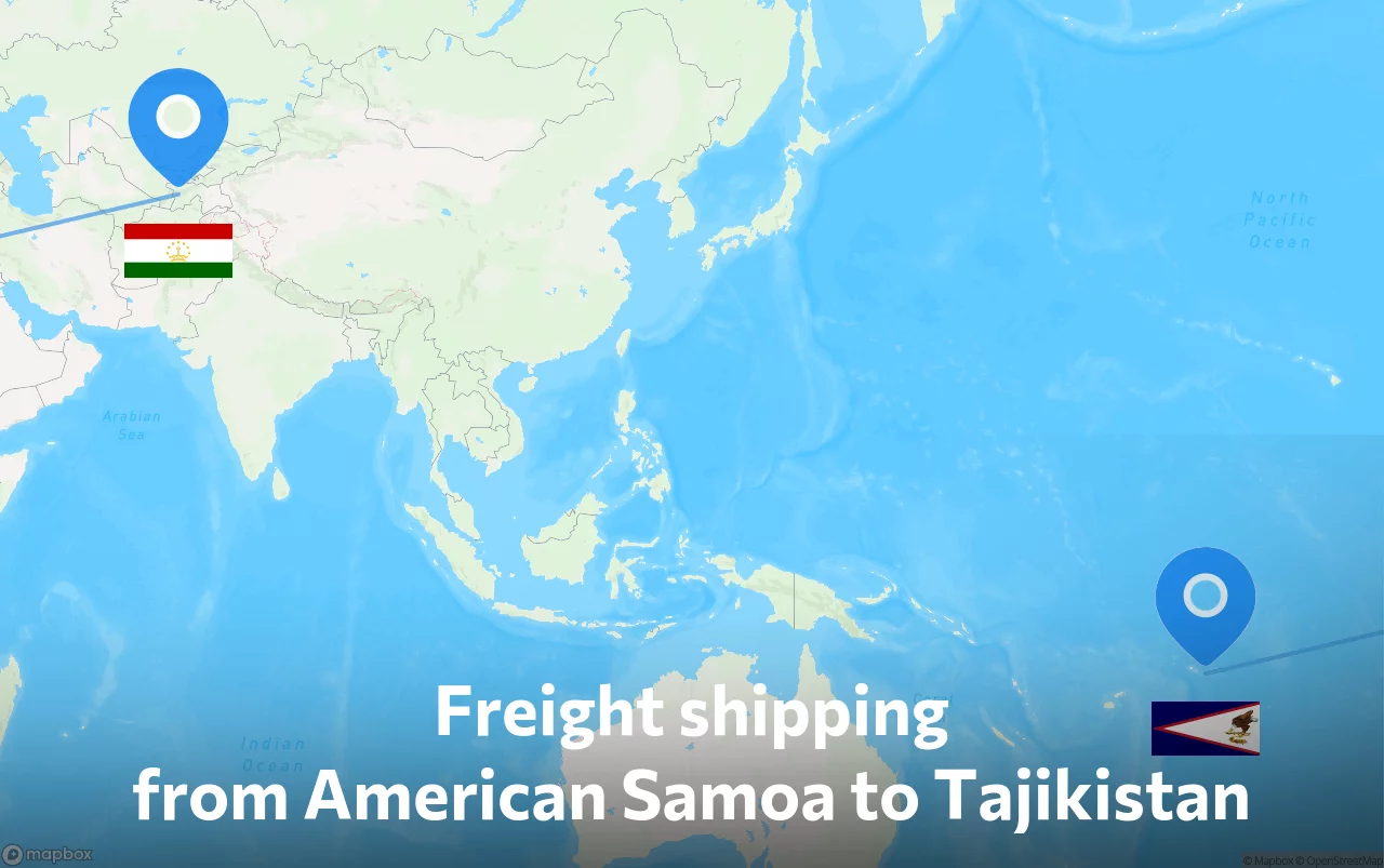 Shipping route from American Samoa to Tajikistan