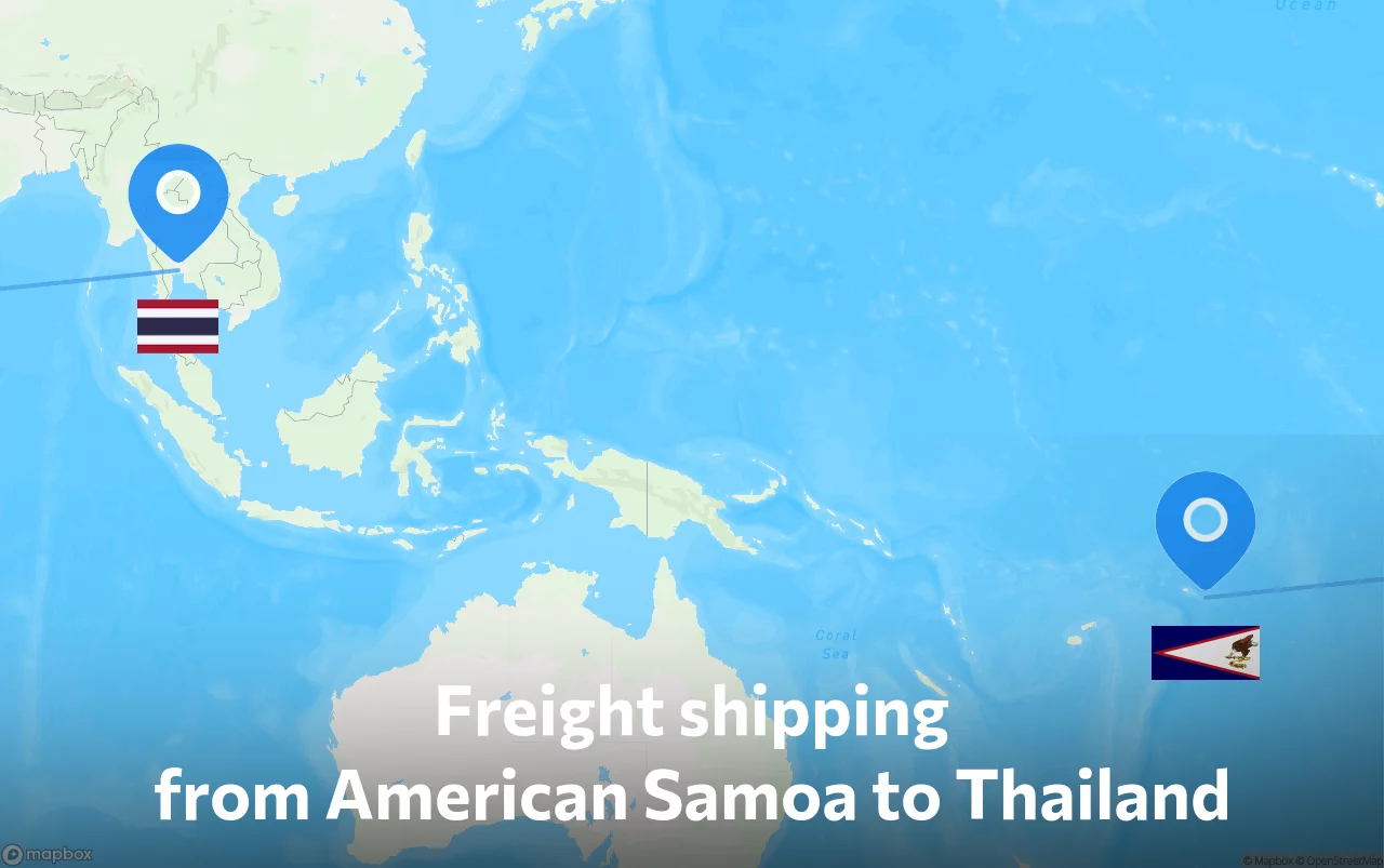Shipping route from American Samoa to Thailand